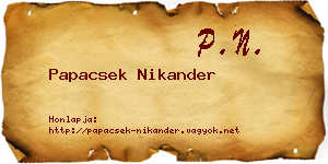 Papacsek Nikander névjegykártya